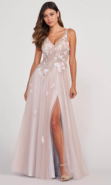 Sexy A-line Tulle Sleeveless Illusion Sequined Applique Slit Lace-Up Sweetheart Natural Waistline Floor Length Evening Dress