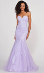 Strapless Sweetheart Mermaid Natural Waistline Embroidered Lace-Up Fitted Applique Back Zipper Floor Length Prom Dress with a Brush/Sweep Train