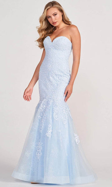 Strapless Floor Length Sweetheart Natural Waistline Mermaid Fitted Back Zipper Applique Embroidered Lace-Up Prom Dress with a Brush/Sweep Train
