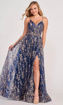 Sexy A-line Natural Waistline Sweetheart Floral Print Tulle Slit Lace-Up Glittering Sequined Sleeveless Spaghetti Strap Floor Length Evening Dress/Prom Dress