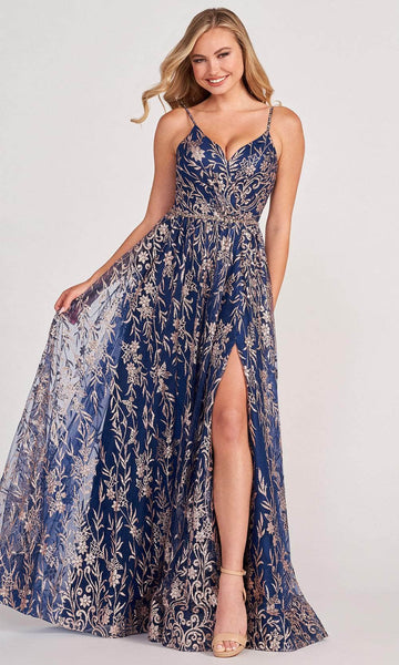 Sexy A-line Floral Print Tulle Natural Waistline Lace-Up Slit Sequined Glittering Sleeveless Spaghetti Strap Floor Length Sweetheart Evening Dress/Prom Dress