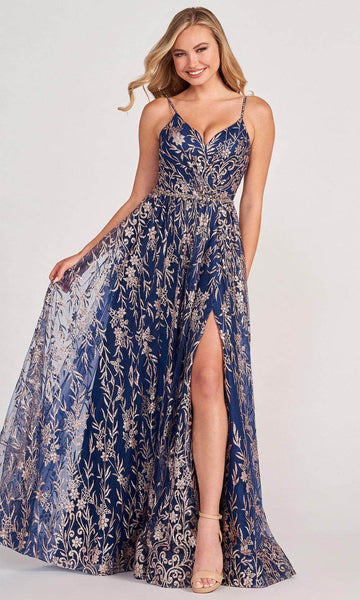 Sexy A-line Sequined Lace-Up Glittering Slit Natural Waistline Tulle Floral Print Sweetheart Sleeveless Spaghetti Strap Floor Length Evening Dress/Prom Dress