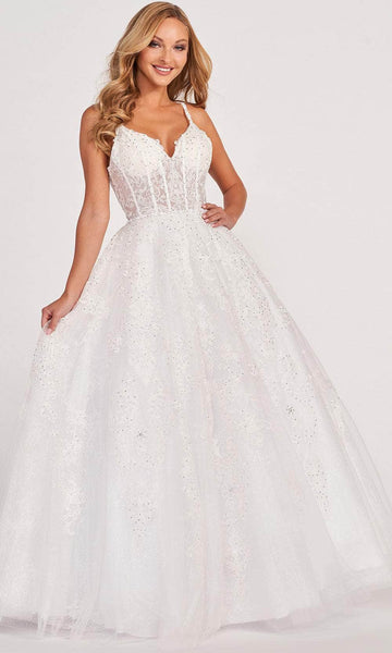 Plus Size Sleeveless Spaghetti Strap Natural Waistline Embroidered Jeweled Beaded Lace-Up Applique Open-Back Sequined Sweetheart Prom Dress