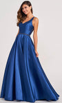 Plus Size A-line V-neck Back Zipper Belted Illusion Sleeveless Natural Waistline Floor Length Prom Dress