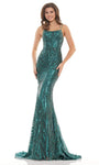 Straight Neck Lace-Up Fitted Back Zipper Sequined Open-Back Mermaid Sleeveless Spaghetti Strap Natural Waistline Dress with a Brush/Sweep Train