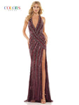 Sophisticated V-neck Beaded Slit Glittering Fitted Open-Back Mesh Back Zipper Sequined Faux Wrap Halter Plunging Neck Natural Waistline Sleeveless Sheath Floor Length Sheath Dress with a Brush/Sweep T