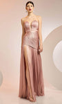 Tall Sophisticated A-line Floor Length Natural Waistline Sleeveless Pleated Illusion Slit Dress