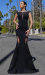 Sophisticated Natural Waistline Jeweled Neck Sweetheart Cap Sleeves Illusion Jeweled Embroidered Beaded Mermaid Evening Dress with a Brush/Sweep Train