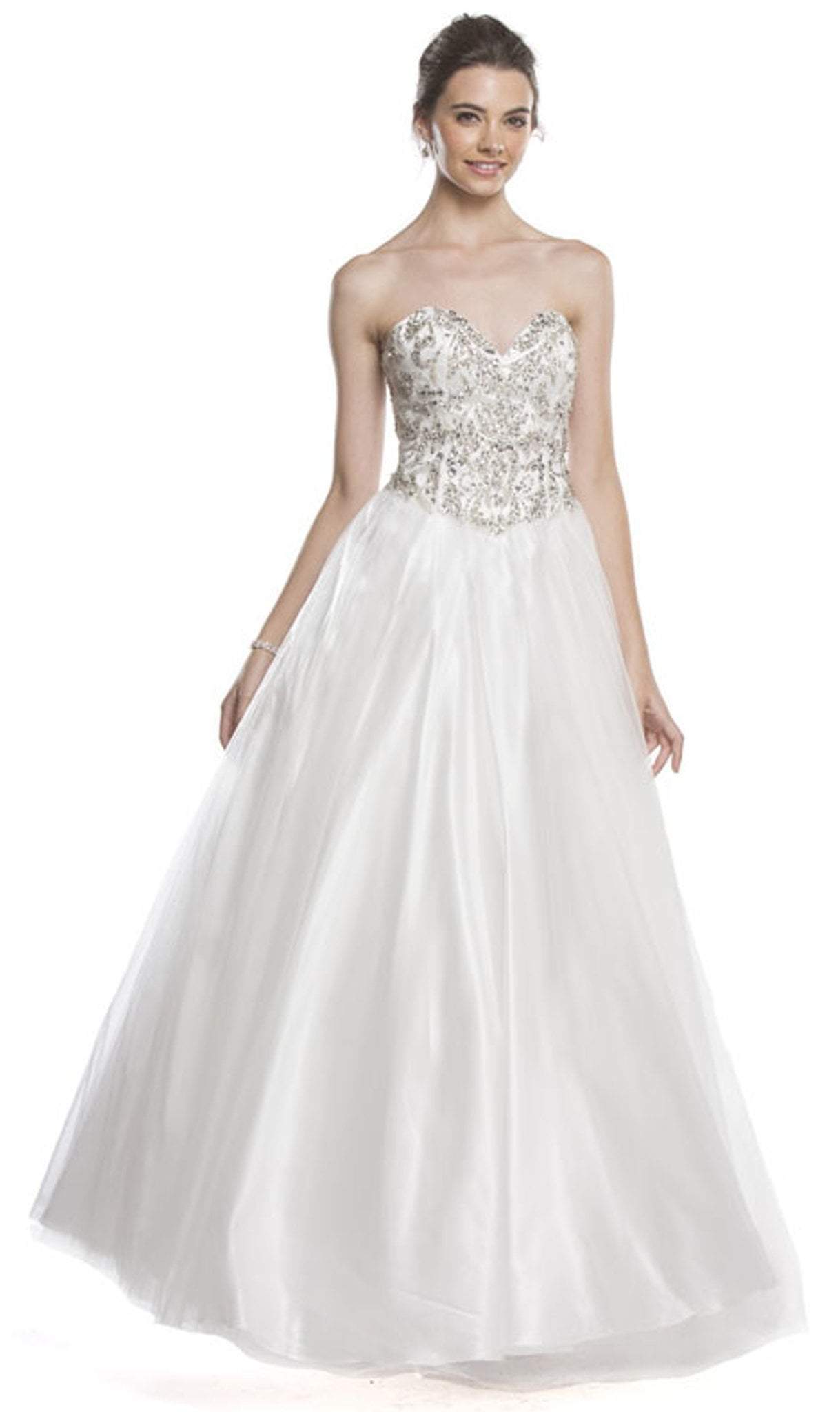 Aspeed Design - Crystal Embellished Strapless Evening Gown
