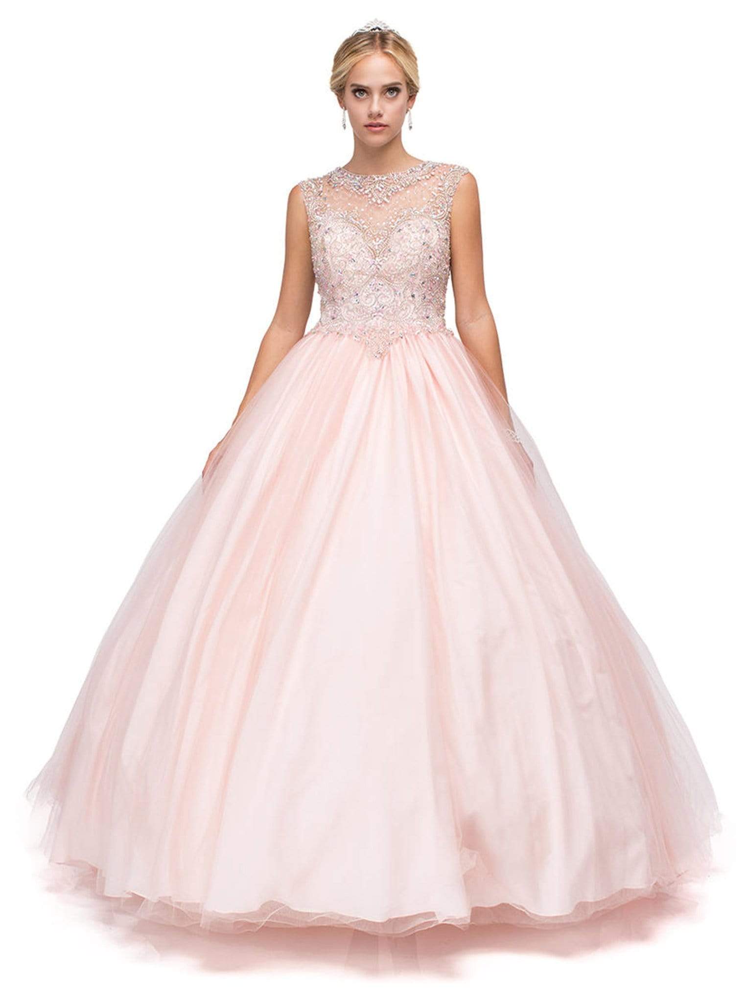 Dancing Queen - 1149 Cap Sleeve Jeweled Illusion Bodice Ballgown
