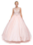 Cap Sleeves Floor Length Sweetheart Illusion Tiered Back Zipper Jeweled Basque Waistline Dress