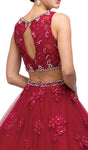 Jeweled Neck Floral Print Natural Waistline Sequined Jeweled Beaded Belted Evening Dress/Quinceanera Dress
