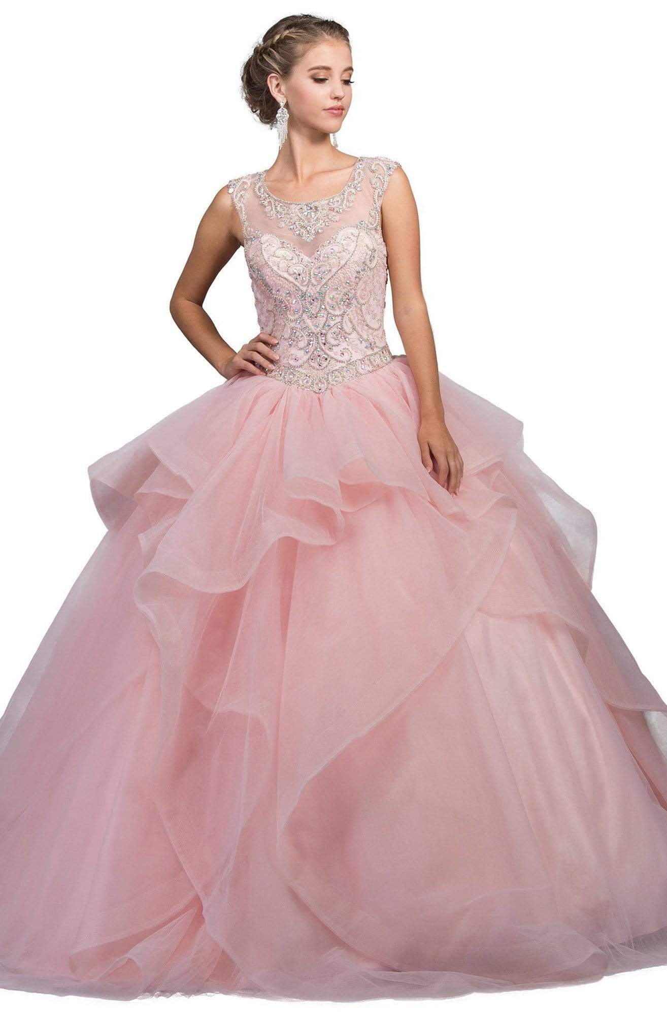 Dancing Queen - 1198 Cap Sleeve Jeweled Embroidery Ballgown
