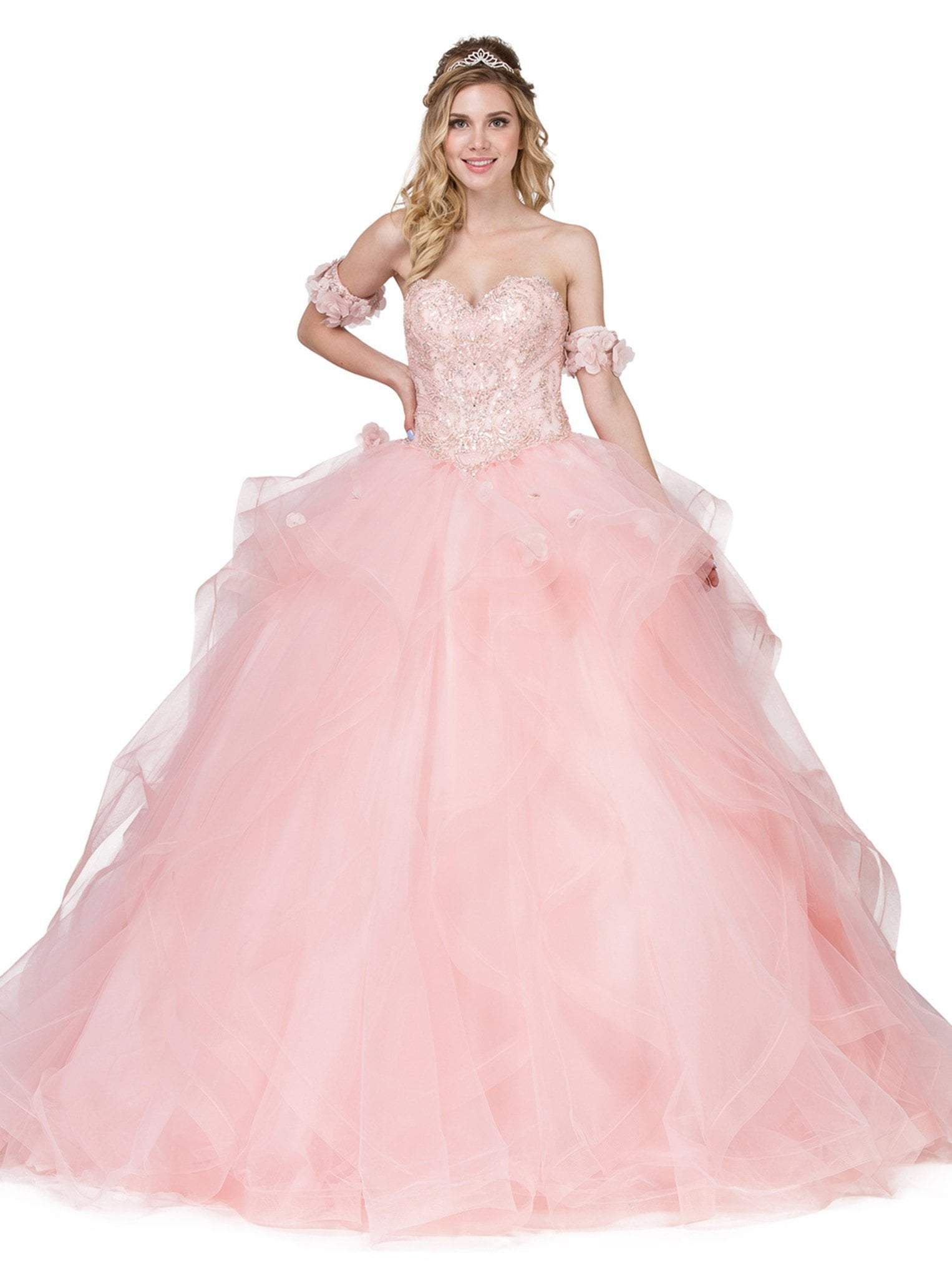 Dancing Queen - 1301 Embellished Sweetheart Ruffled Ballgown