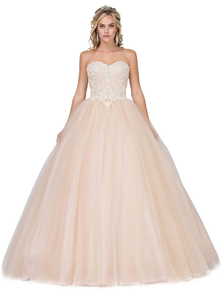 Sophisticated Strapless Floor Length Sweetheart Basque Waistline Beaded Open-Back Fitted Pleated Back Zipper Embroidered Quinceanera Dress
