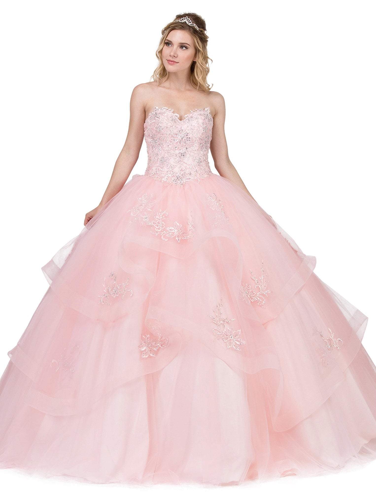 Dancing Queen - 1328 Strapless Embellished Sweetheart Ballgown