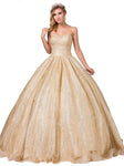 Strapless Sweetheart Corset Dropped Waistline Lace-Up Pleated Glittering Dress with a Brush/Sweep Train