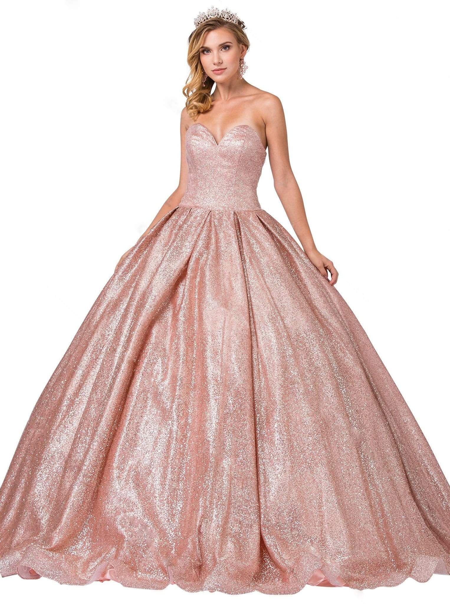 Dancing Queen - 1341 Strapless Sweetheart Bodice Glitter Ballgown
