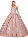 Strapless Sweetheart Corset Dropped Waistline Pleated Lace-Up Glittering Dress with a Brush/Sweep Train