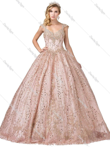 Sophisticated Sweetheart Applique Cutout Lace-Up Cap Sleeves Corset Waistline Ball Gown Dress with a Brush/Sweep Train
