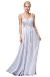 A-line V-neck Natural Waistline Fall Open-Back Sheer Pleated Floor Length Wedding Dress