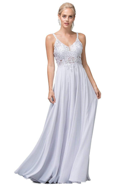 A-line V-neck Fall Floor Length Natural Waistline Pleated Open-Back Sheer Wedding Dress