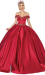 Sophisticated Pleated Beaded Illusion Off the Shoulder Basque Corset Waistline Quinceanera Dress with a Brush/Sweep Train