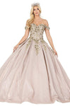 Sweetheart Off the Shoulder Open-Back Lace-Up Embroidered Pleated Corset Natural Waistline Ball Gown Dress