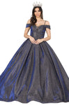 Cold Shoulder Sleeves Off the Shoulder Fitted Lace-Up Pleated Sheer Open-Back Natural Waistline Plunging Neck Sweetheart Quinceanera Dress with a Brush/Sweep Train