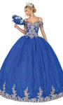 Sophisticated Beaded Applique Pleated Glittering Basque Corset Waistline Lace Scalloped Trim Cold Shoulder Sleeves Off the Shoulder Spaghetti Strap Quinceanera Dress with a Brush/Sweep Train