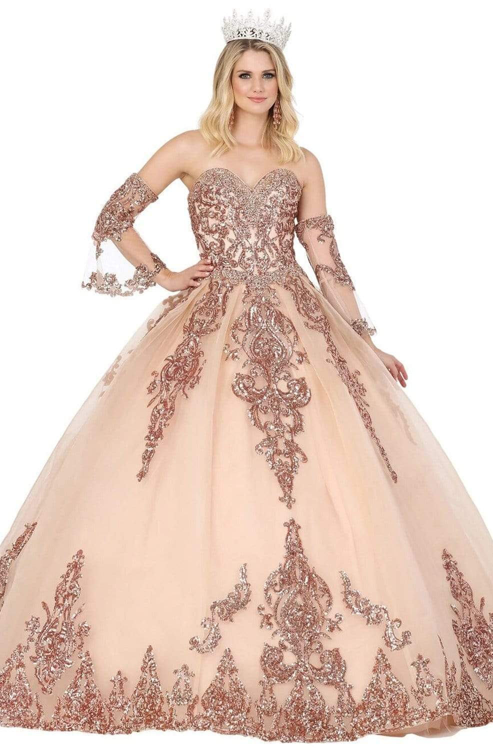 Dancing Queen - 1512 Embellished Strapless Sweetheart Ballgown