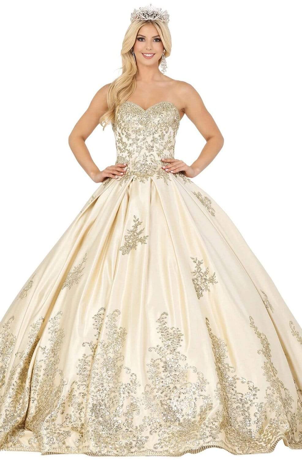 Dancing Queen - 1516 Strapless Embellished Sweetheart Ballgown
