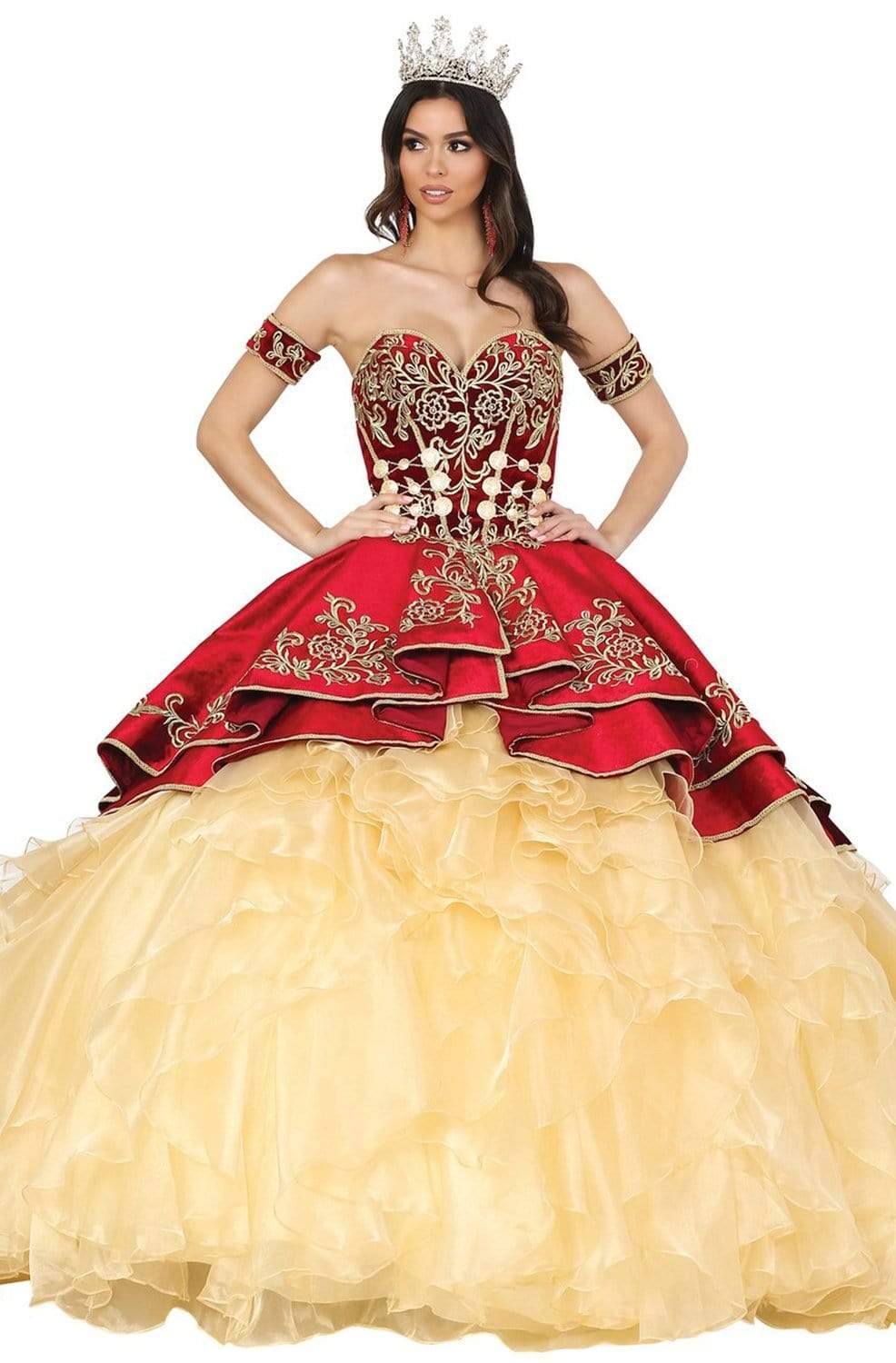 Dancing Queen - 1529 Embroidered Sweetheart Ruffled Ballgown