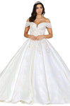 Natural Waistline Lace-Up Fitted Off the Shoulder Quinceanera Dress with a Brush/Sweep Train