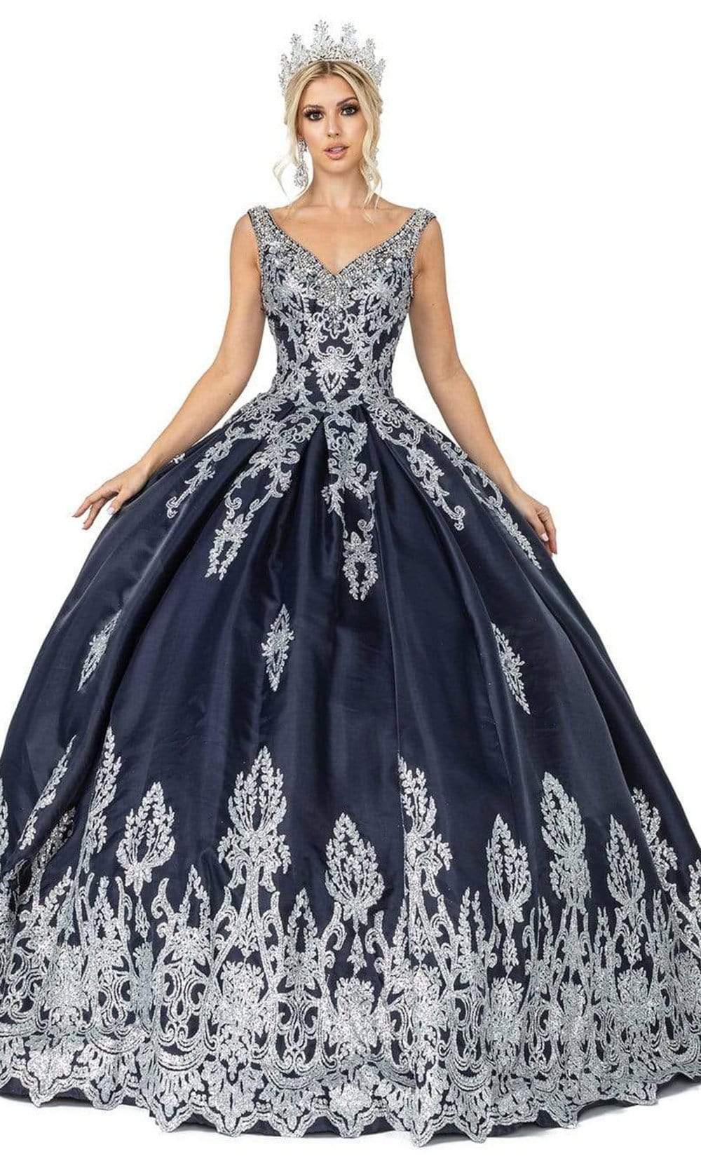 Dancing Queen - 1551 Beaded Lace Applique Embellished Ballgown
