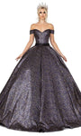 Tall Strapless Glittering Off the Shoulder Corset Natural Waistline Dress with a Court Train