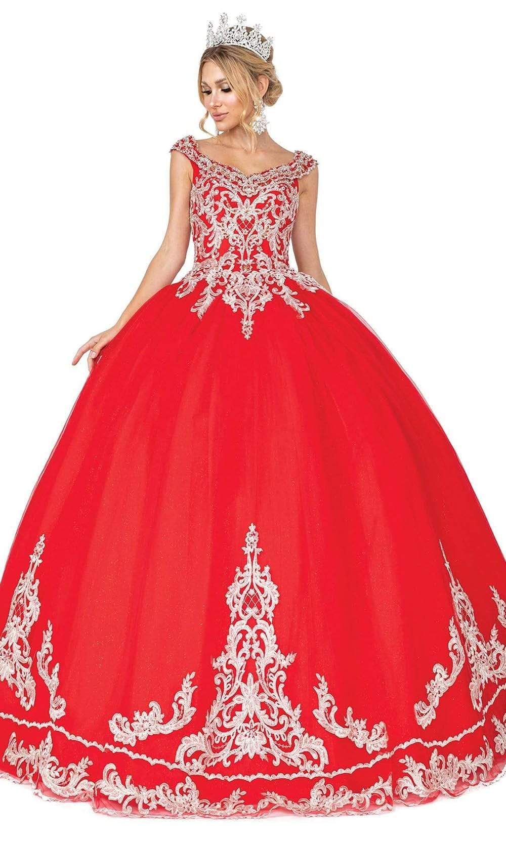 Dancing Queen - 1566 Cap Sleeve Appliqued Ballgown
