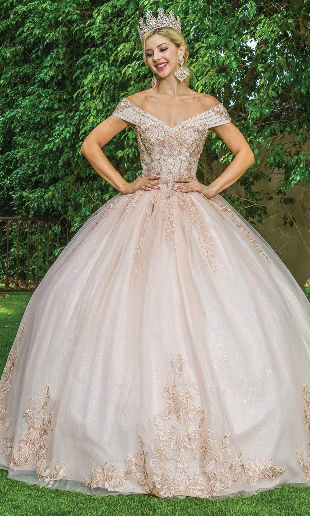 Dancing Queen - 1567 Jeweled Off Shoulder Ballgown
