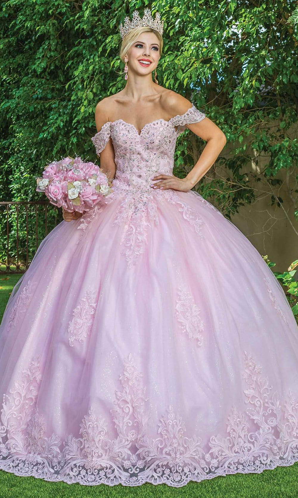 Dancing Queen - 1581 Off Shoulder Applique Ballgown
