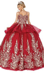 Tall Basque Corset Waistline Applique Peplum Spaghetti Strap Sweetheart Dress with a Court Train With Rhinestones