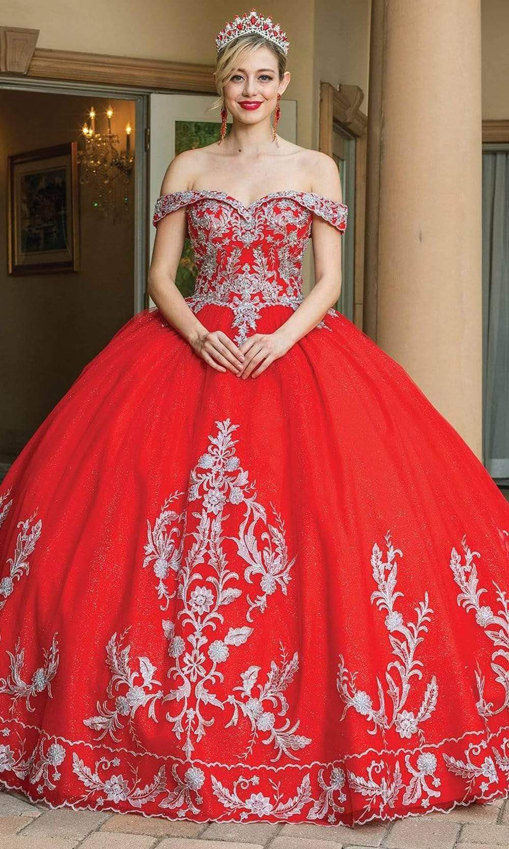 Dancing Queen - 1596 Embroidered Off Shoulder Ballgown
