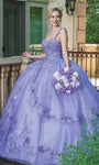 Floor Length Natural Waistline Fit-and-Flare Sweetheart Applique Fitted Lace-Up Glittering Sleeveless Tulle Floral Print Ball Gown Dress with a Brush/Sweep Train