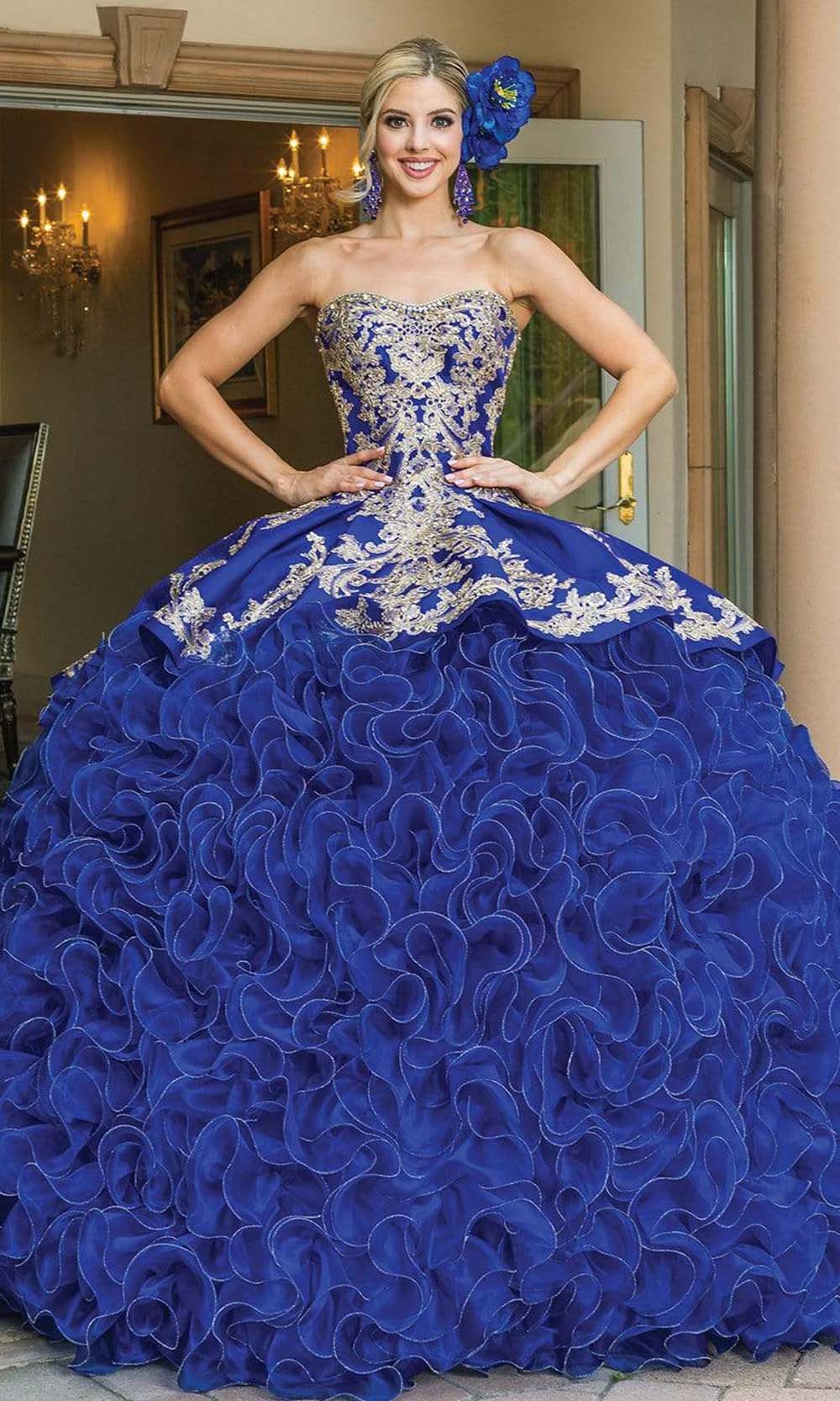 Dancing Queen - 1634 Strapless Embellished Ruffled Gown