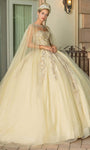 Strapless Sweetheart Beaded Sheer Applique Glittering Basque Corset Waistline Quinceanera Dress with a Brush/Sweep Train