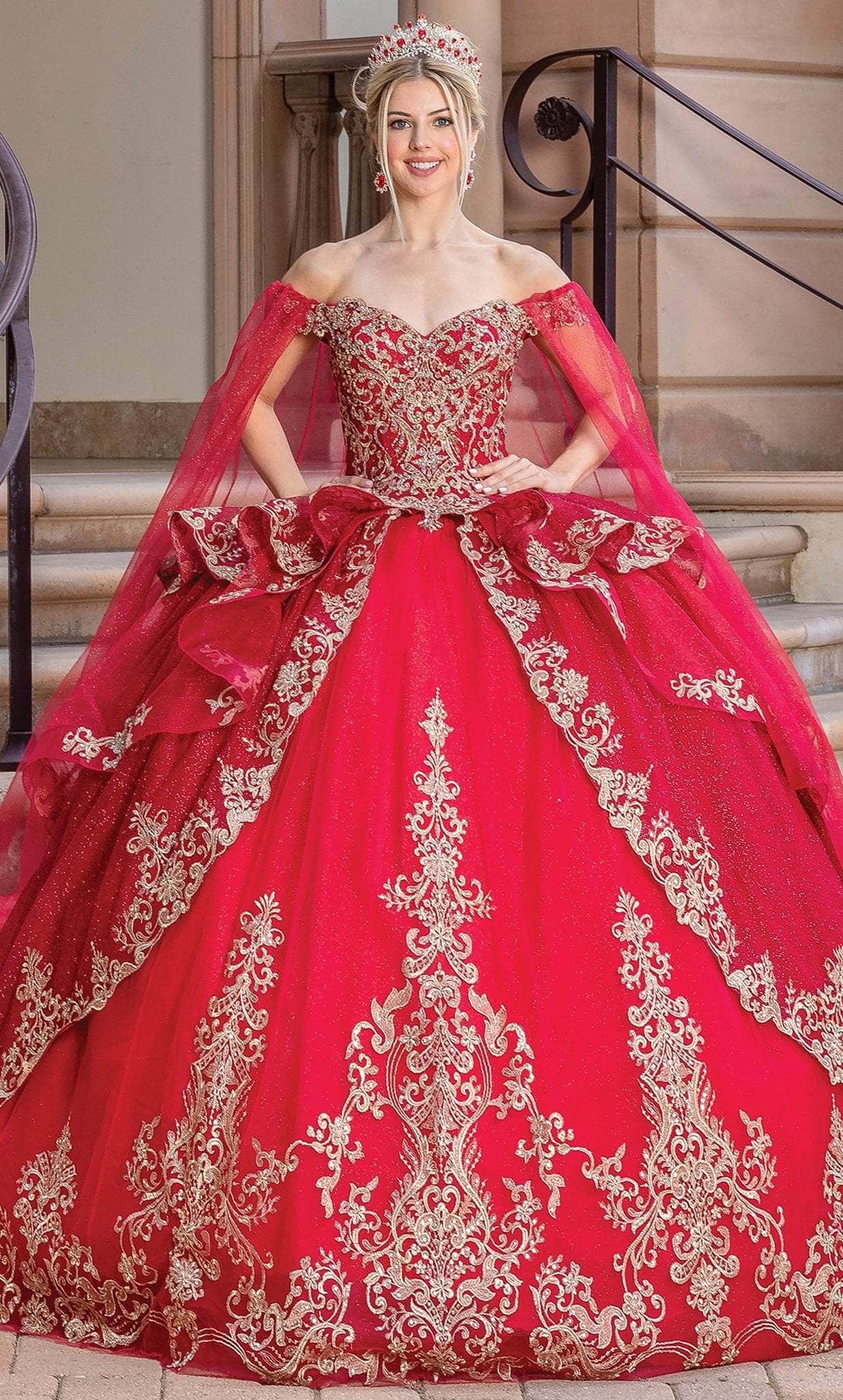 Dancing Queen 1720 - Tiered Ballgown with Cape
