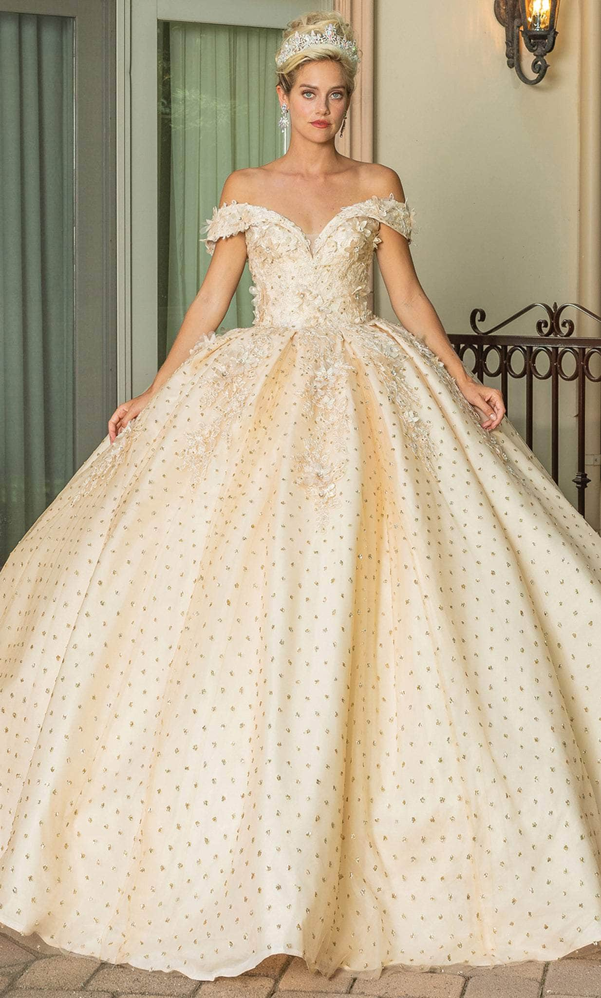 Dancing Queen 1726 - Applique Off Shoulder Quinceanera Ballgown
