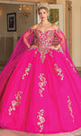 Sophisticated Basque Corset Waistline Lace Off the Shoulder Beaded Glittering Sheer Applique Quinceanera Dress with a Brush/Sweep Train With Rhinestones