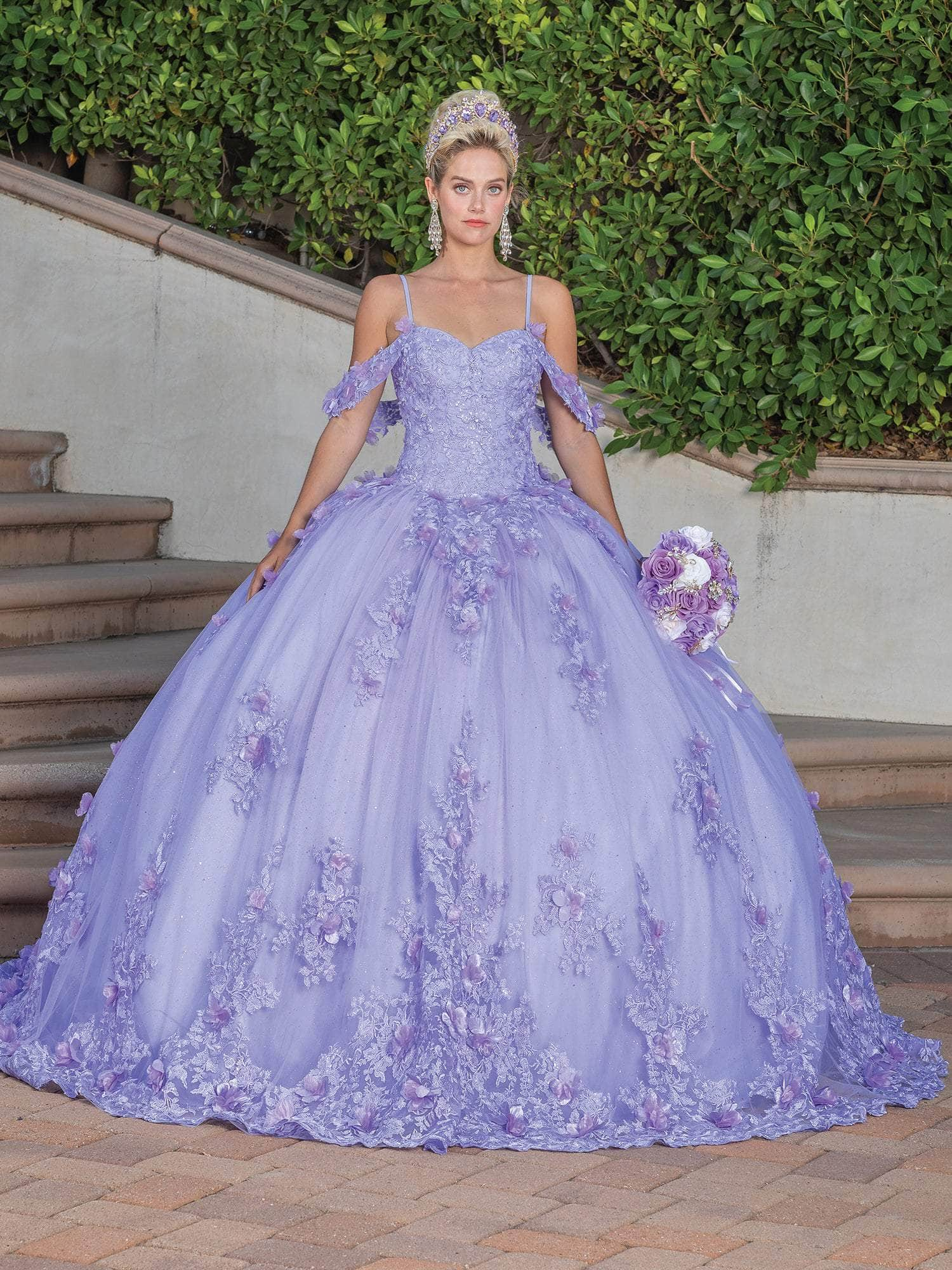 Dancing Queen 1747 - Cold Shoulder Embellished Ballgown
