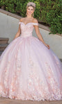 V-neck Tulle Floral Print Off the Shoulder Natural Waistline Lace-Up Dress with a Brush/Sweep Train With Rhinestones