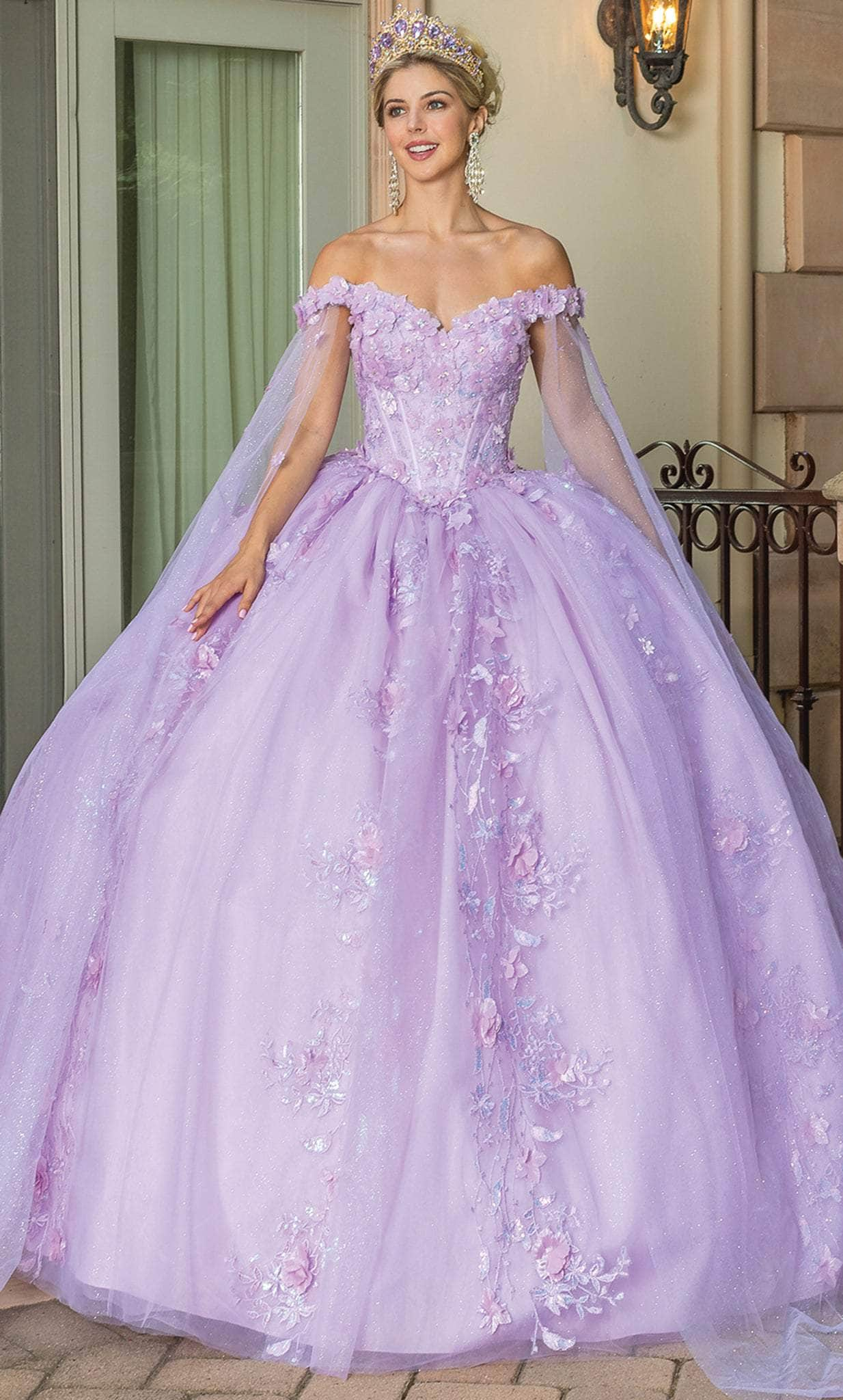 Dancing Queen 1787 - 3D Floral Embroidered Off-Shoulder Ballgown
